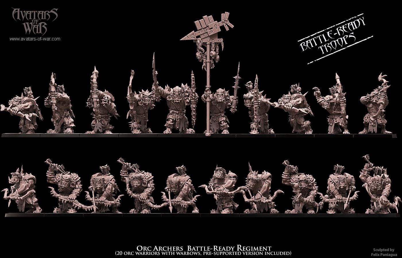 Orc Archer Unit Battle Ready by Avatars of War Miniatures