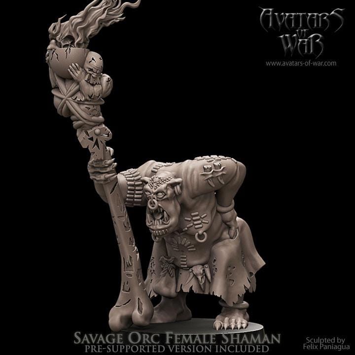 Savage Orc female Shaman by Avatars of War Miniatures