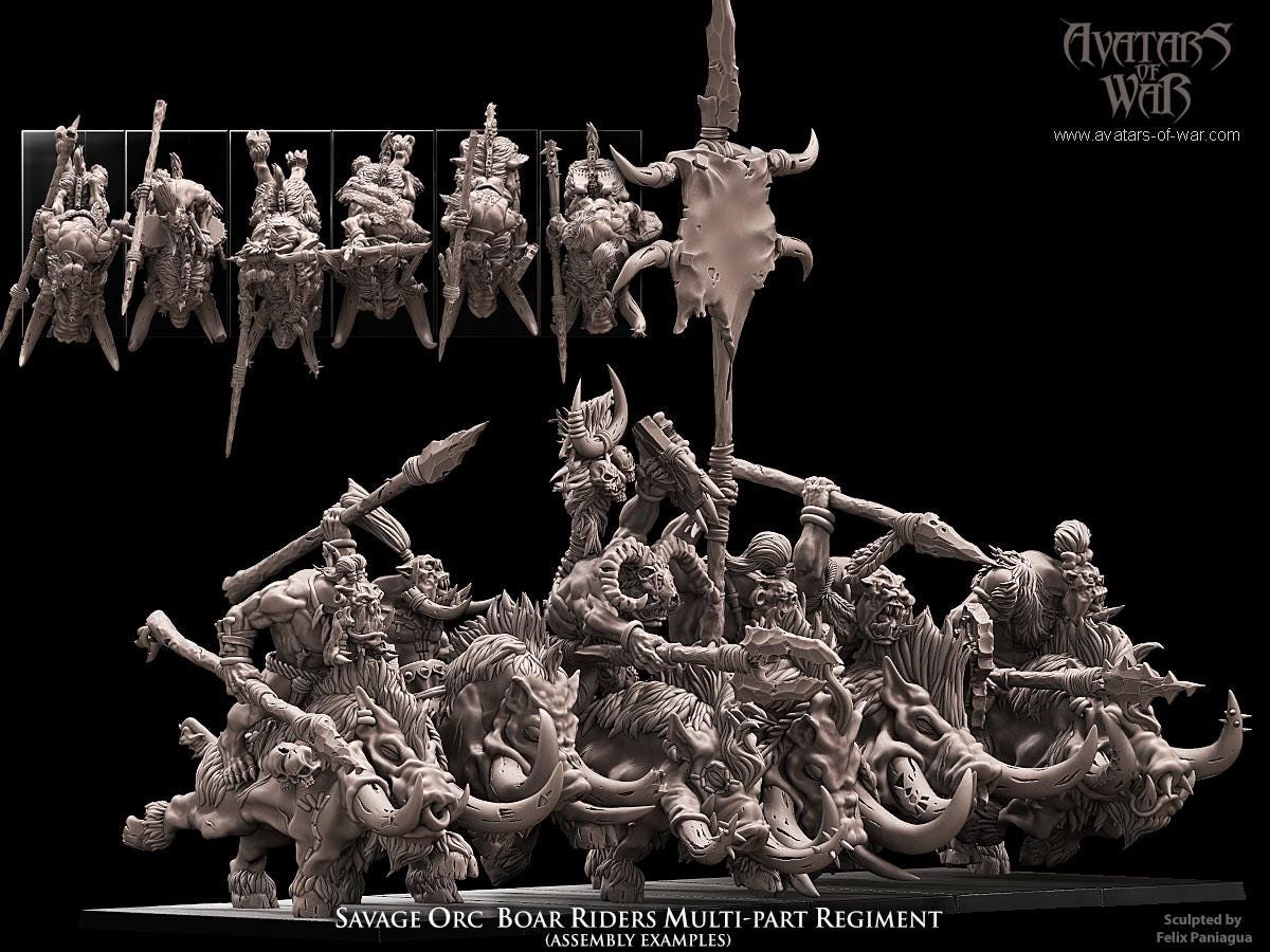 Savage Orc Boar Riders Unit Modular by Avatars of War Miniatures