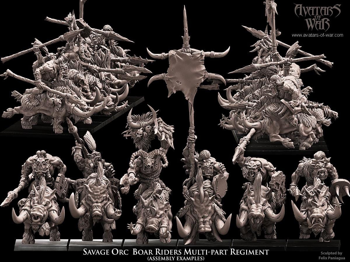 Savage Orc Boar Riders Unit Modular by Avatars of War Miniatures