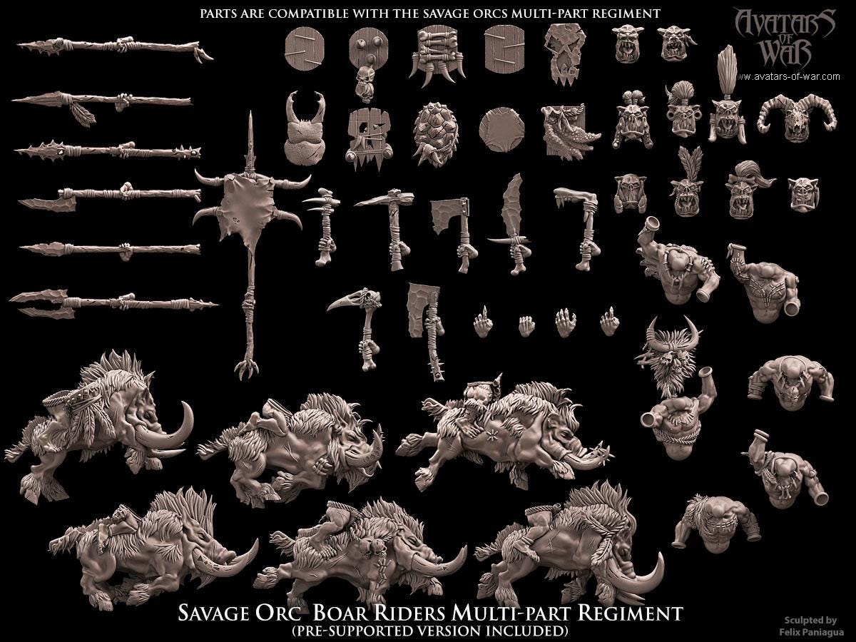 Savage Orc Boar Riders Unit Modular by Avatars of War Miniatures