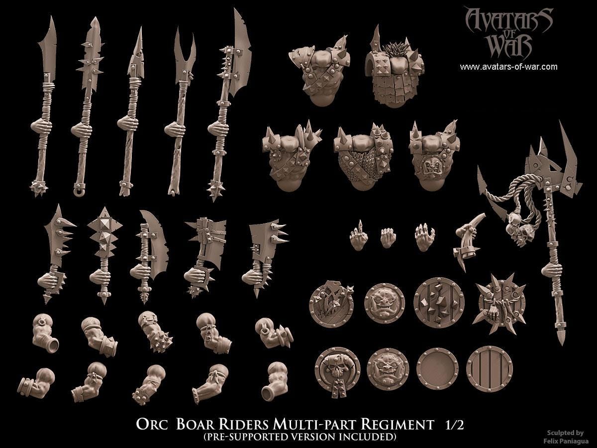 Orc Boar Riders Unit by Avatars of War Miniatures