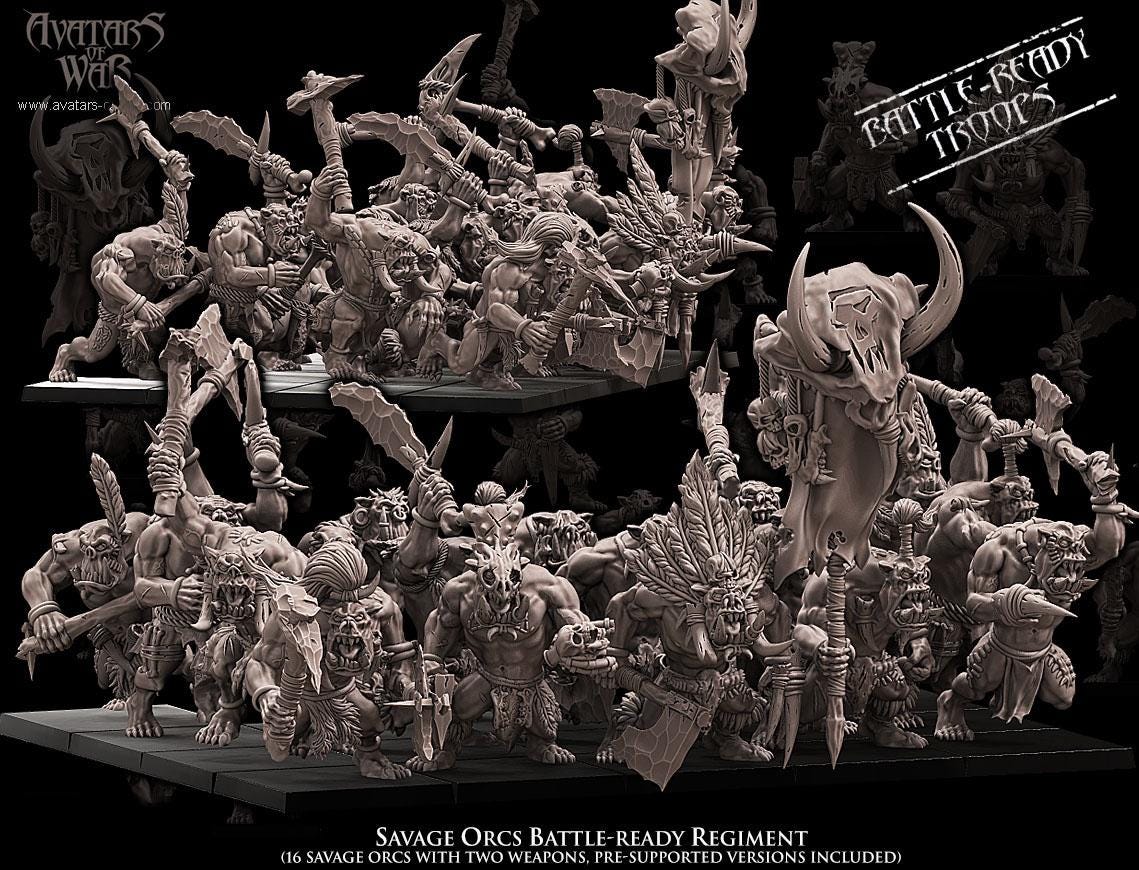 Savage Orc Warriors Unit Battle Ready by Avatars of War Miniatures