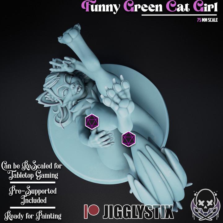 Funny Green Cat Girl by Jigglystix Pinup Factory Miniatures