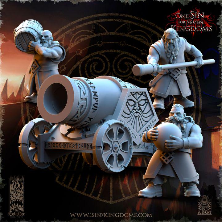 Dwarven Kingdoms Thunder Cannon with Crew by Beholder Miniatures
