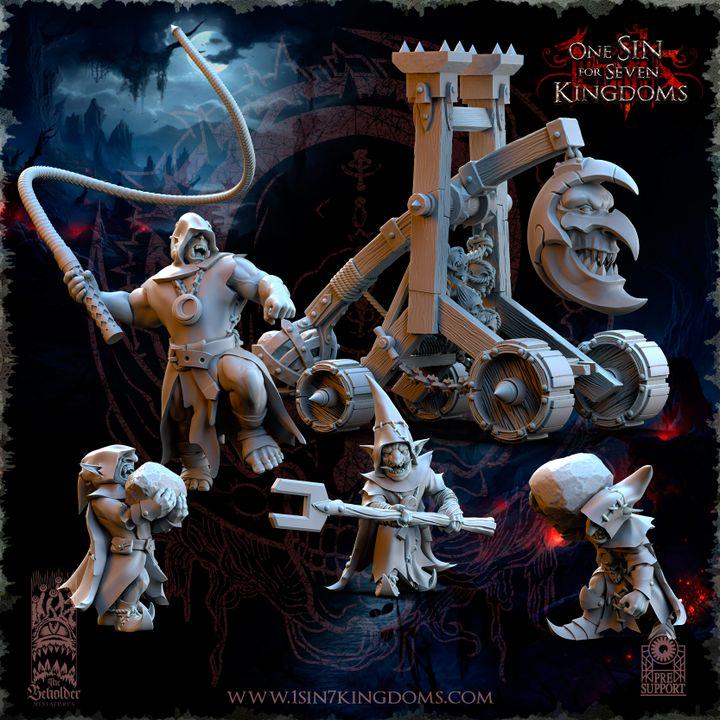 The Black Horde Goblins Trebuchet with Crew by Beholder Miniatures