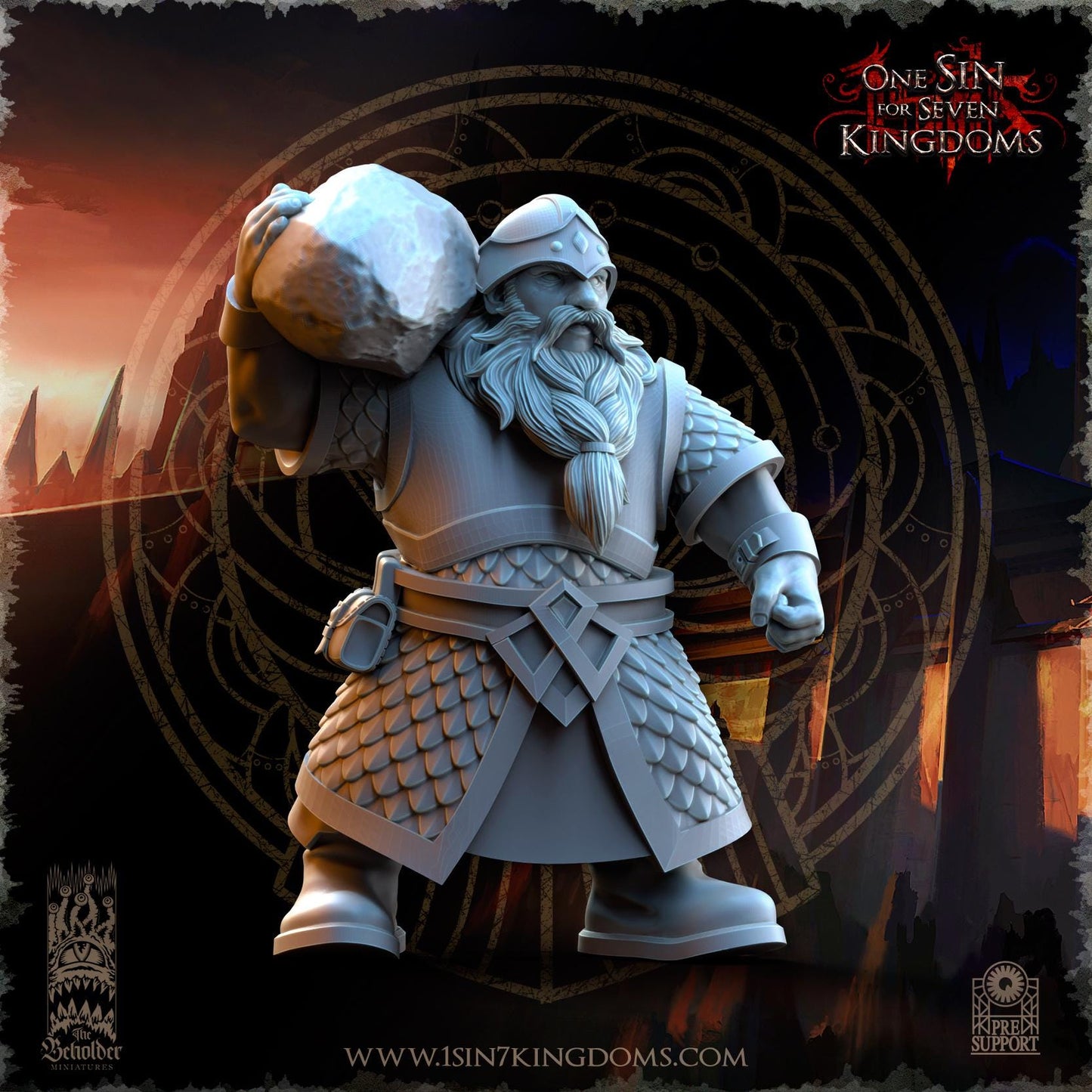 Dwarven Kingdoms Catapult with Crew by Beholder Miniatures