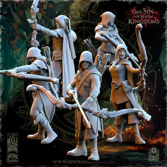 Evergreen Elves Rangers with Hood by Beholder Miniatures