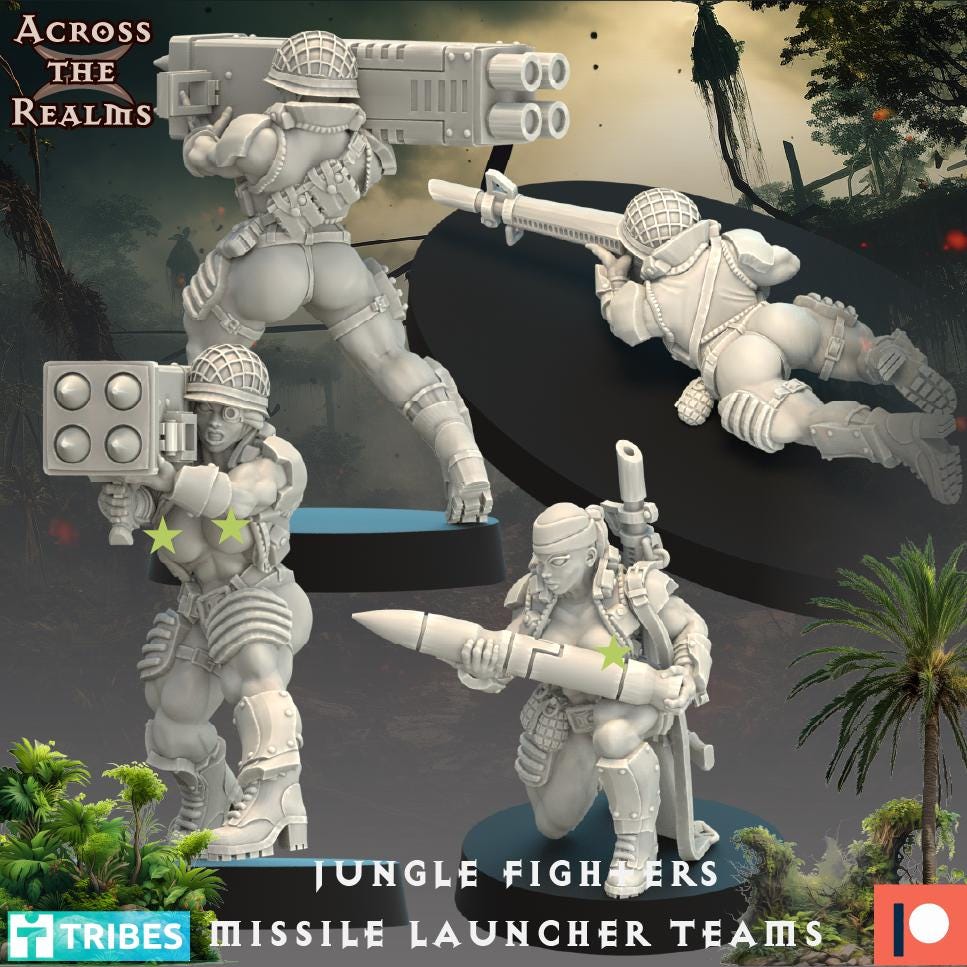 Jungle Fighters Missile Launcher Teams by Across the Realms Miniatures