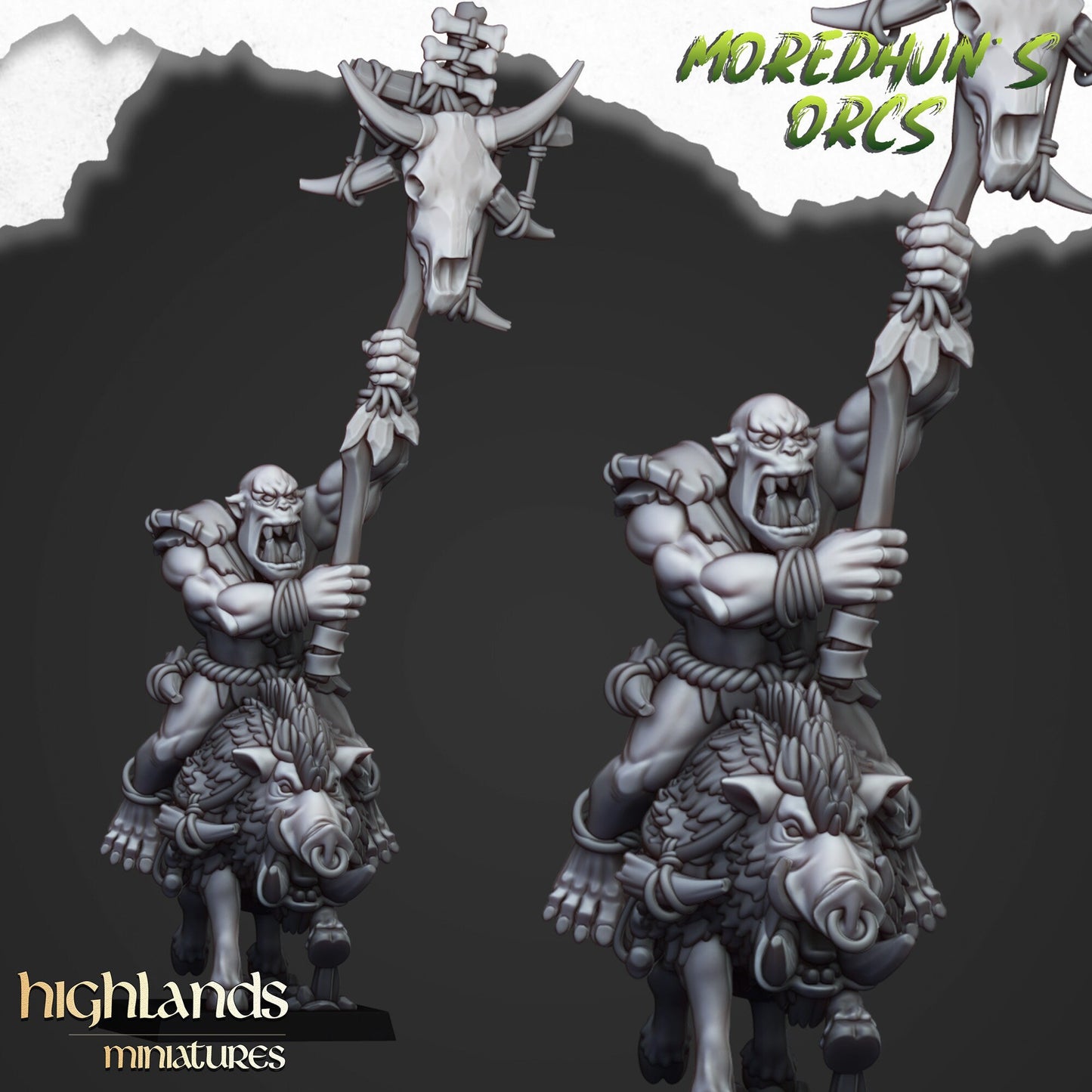 Feral Orc Boar Calvary Unit By Highland Miniatures