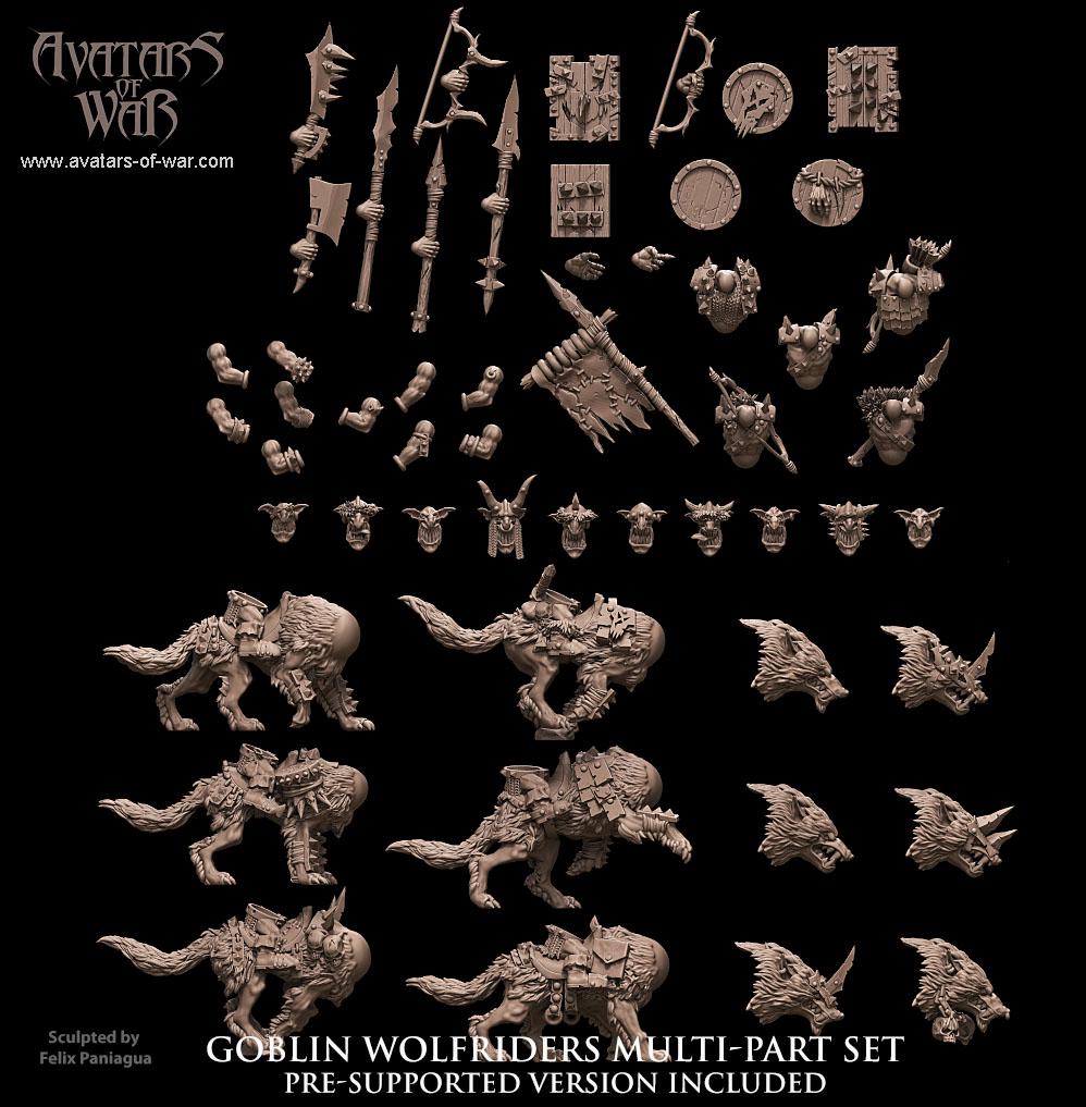 Goblin Wolf Rider Multipart Unit by Avatars of War Miniatures