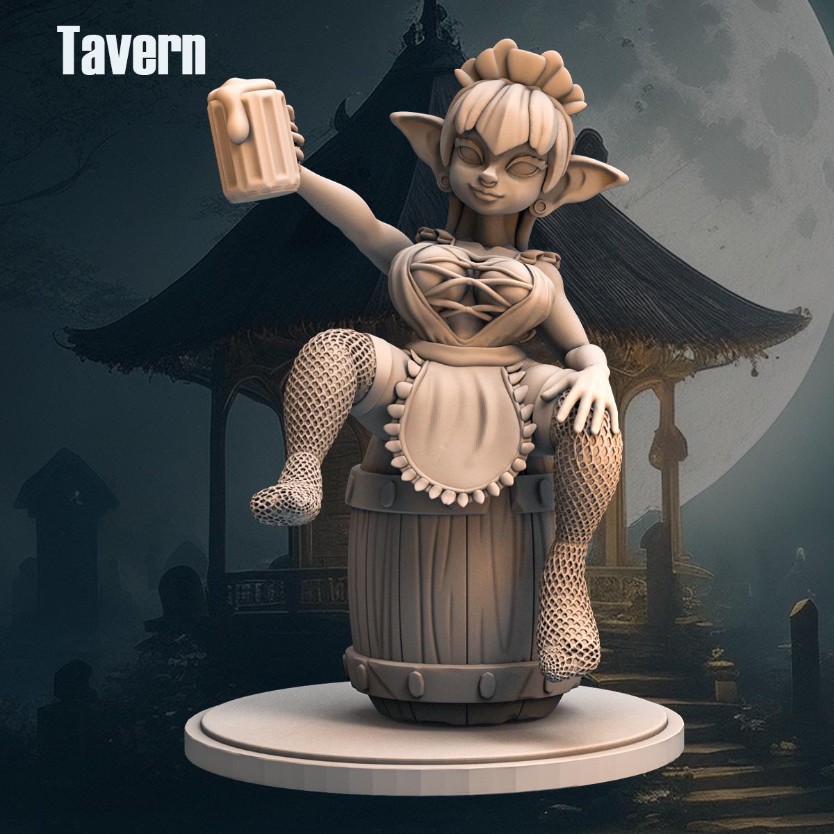 Evelyn Waitress from "Goblin Tavern" by Anexeo Miniatures