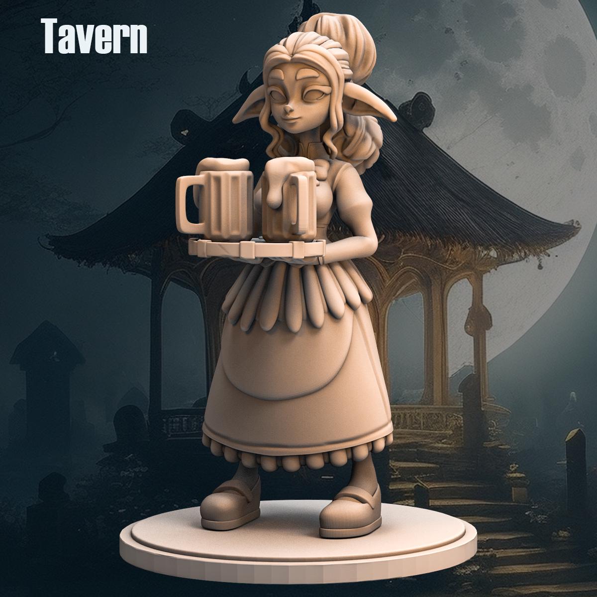 Yolanda Waitress from "Goblin Tavern" by Anexeo Miniatures