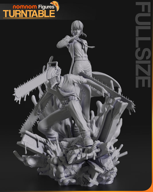 Makima and Denji Statue Model Kit by Nom Nom Figures