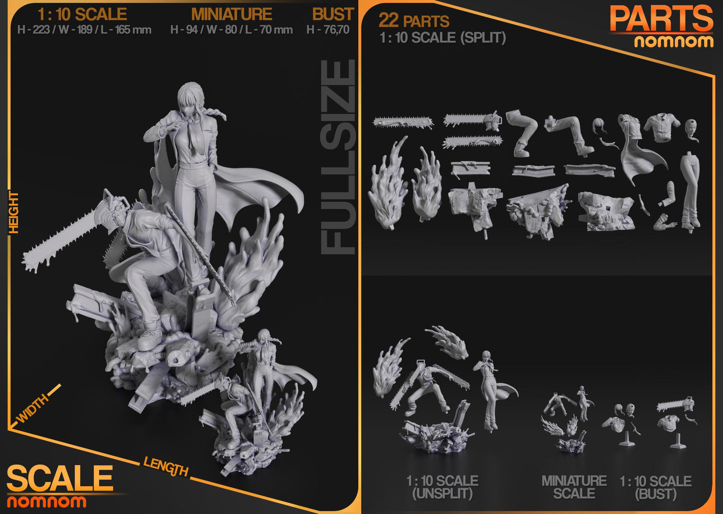 Makima and Denji Statue Model Kit by Nom Nom Figures