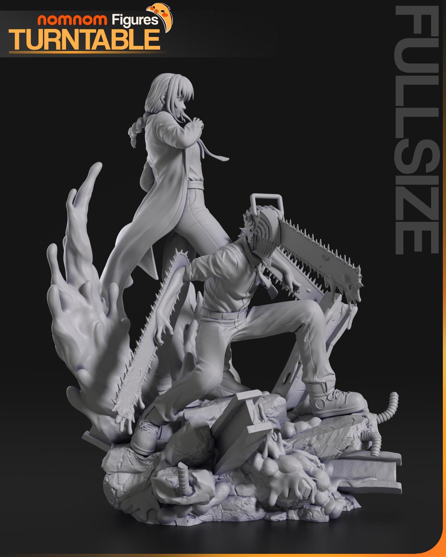 Makima and Denji Statue Model Kit by Nom Nom Figures