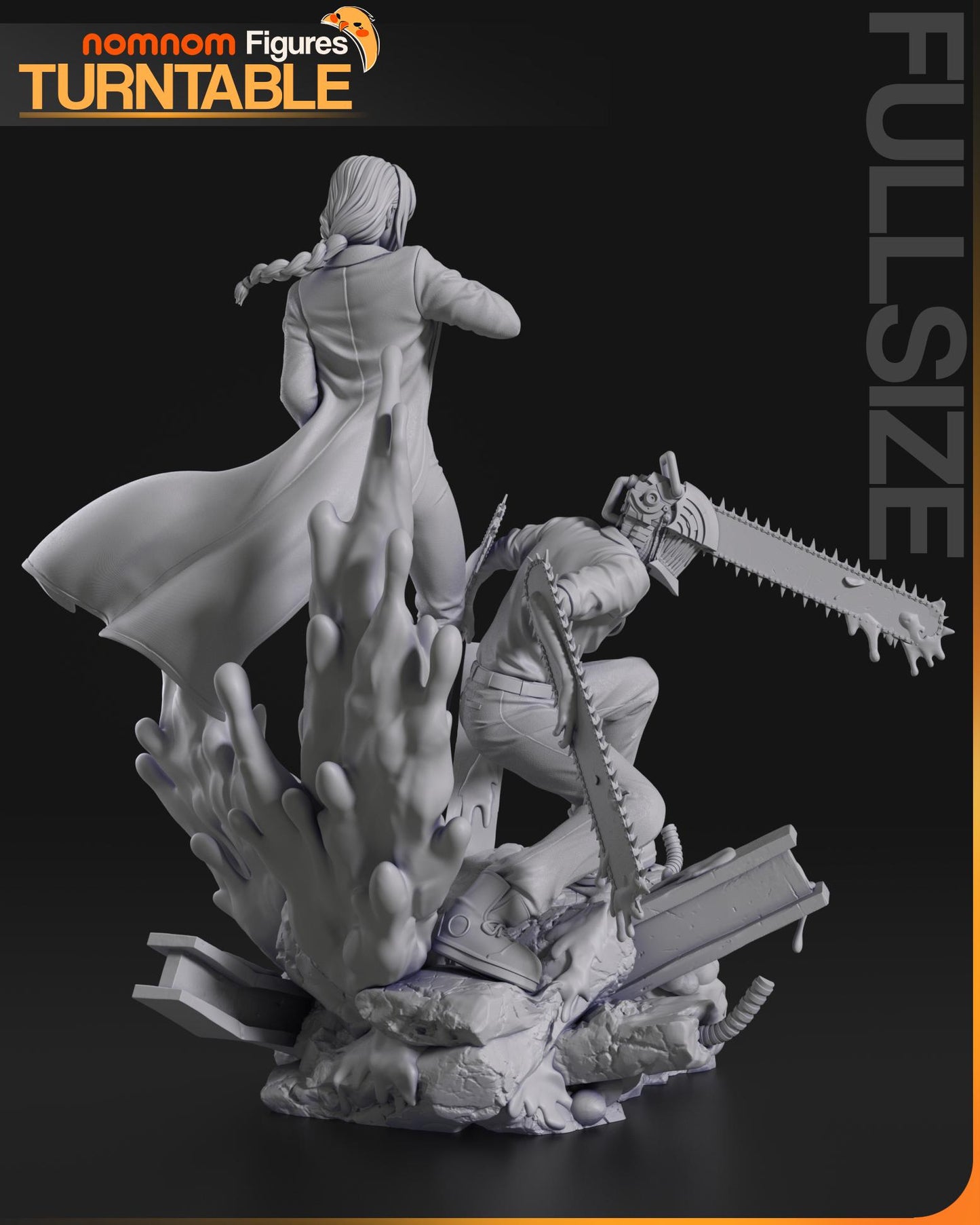 Makima and Denji Statue Model Kit by Nom Nom Figures