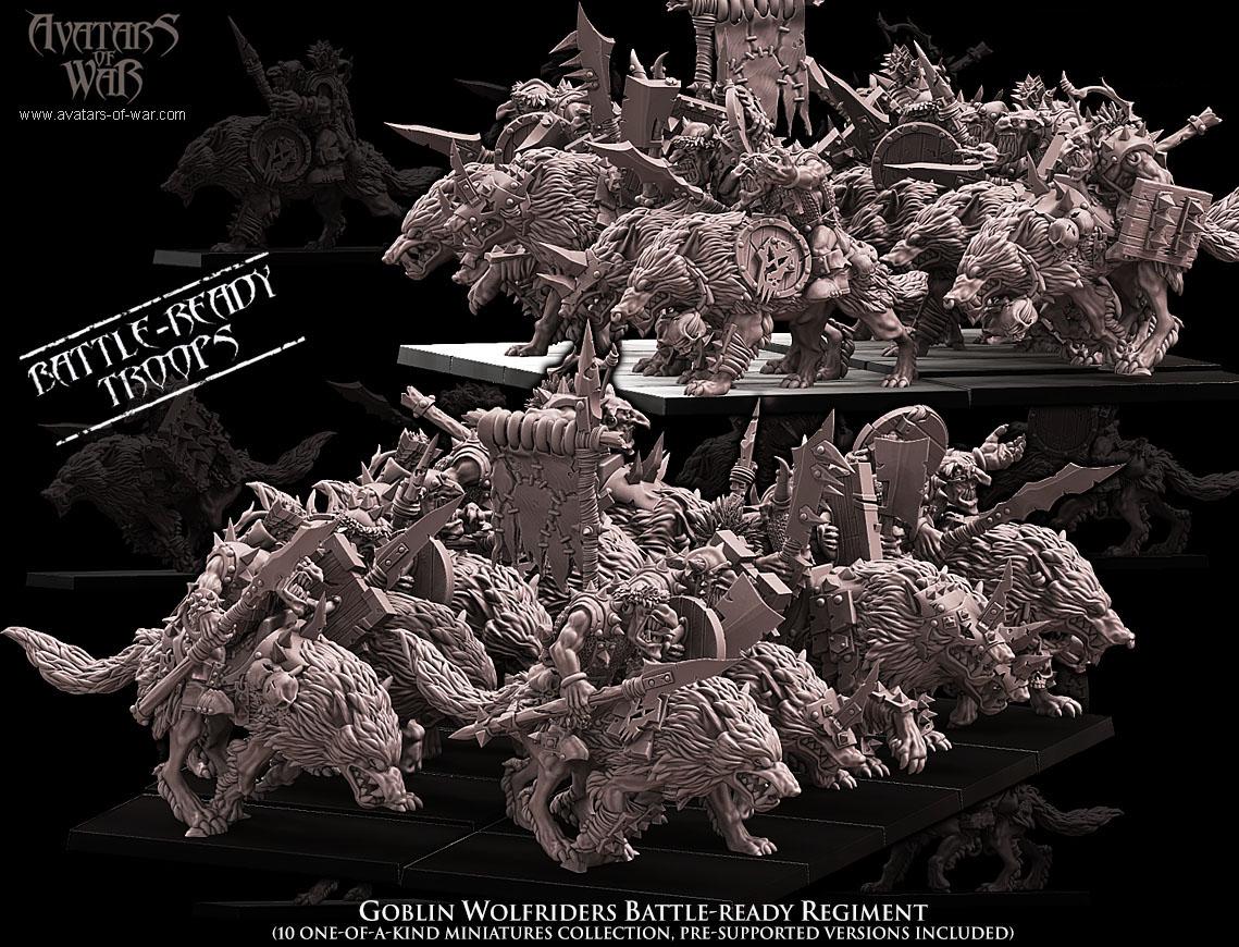 Goblin Wolf Rider Battle Ready Unit by Avatars of War Miniatures