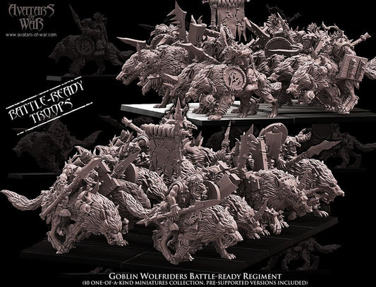 Goblin Wolf Rider Battle Ready Unit by Avatars of War Miniatures