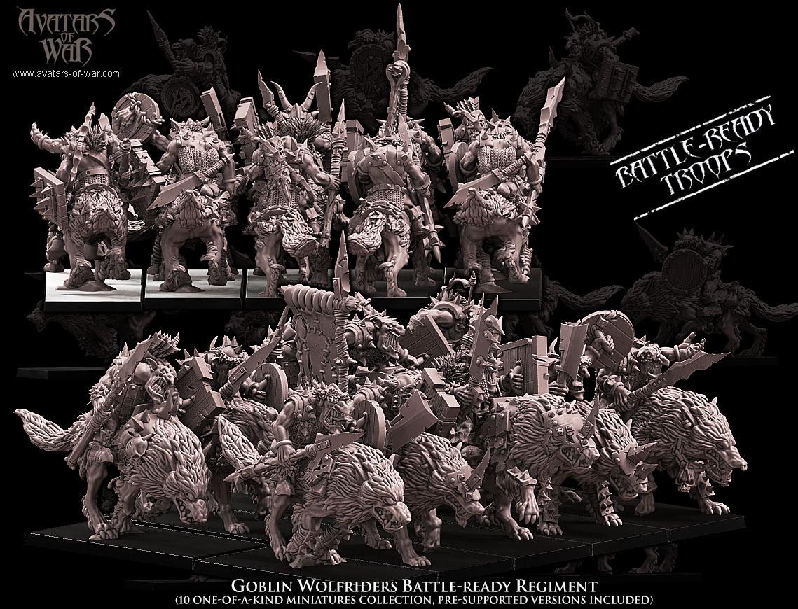 Goblin Wolf Rider Battle Ready Unit by Avatars of War Miniatures