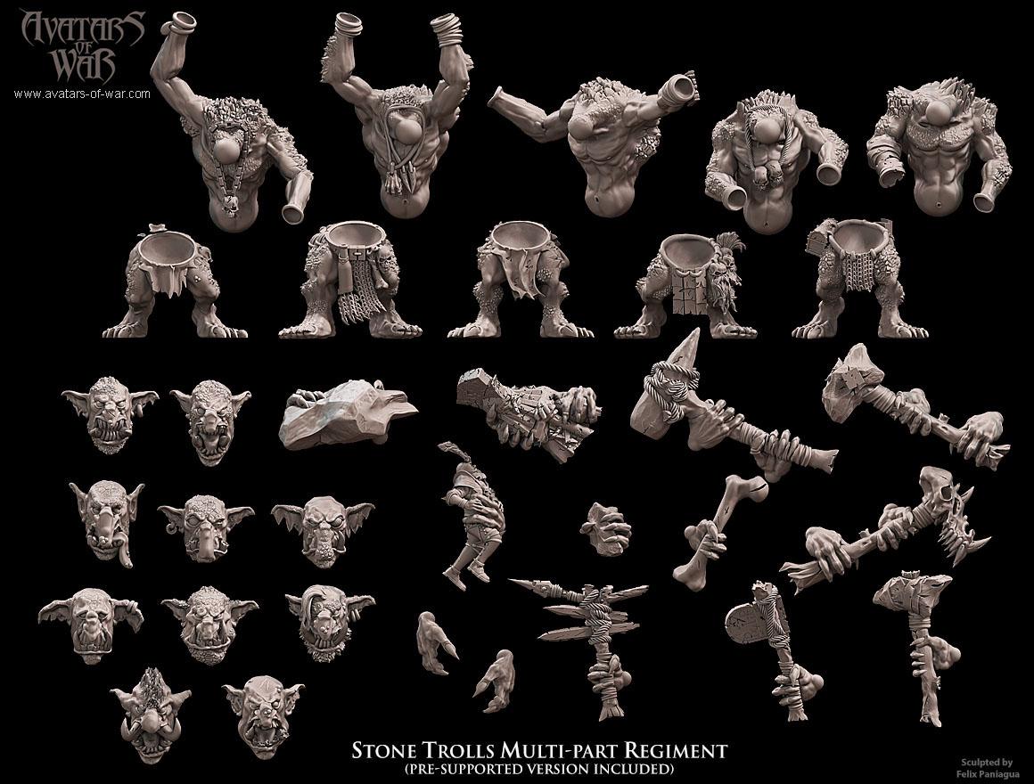 Stone Trolls Unit Multipart by Avatars of War Miniatures