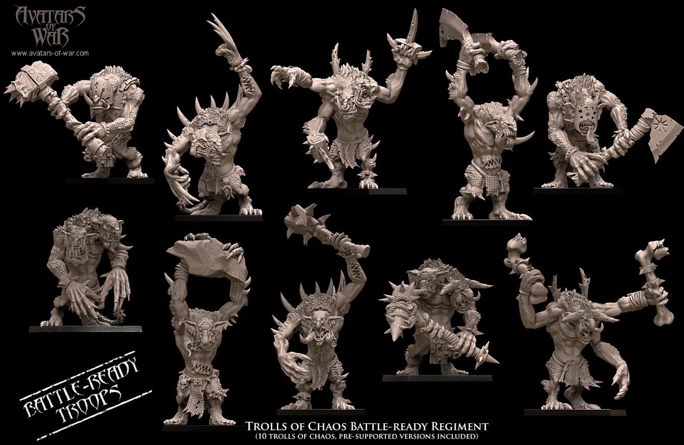 Trolls of Chaos Battle Ready Unit by Avatars of War Miniatures