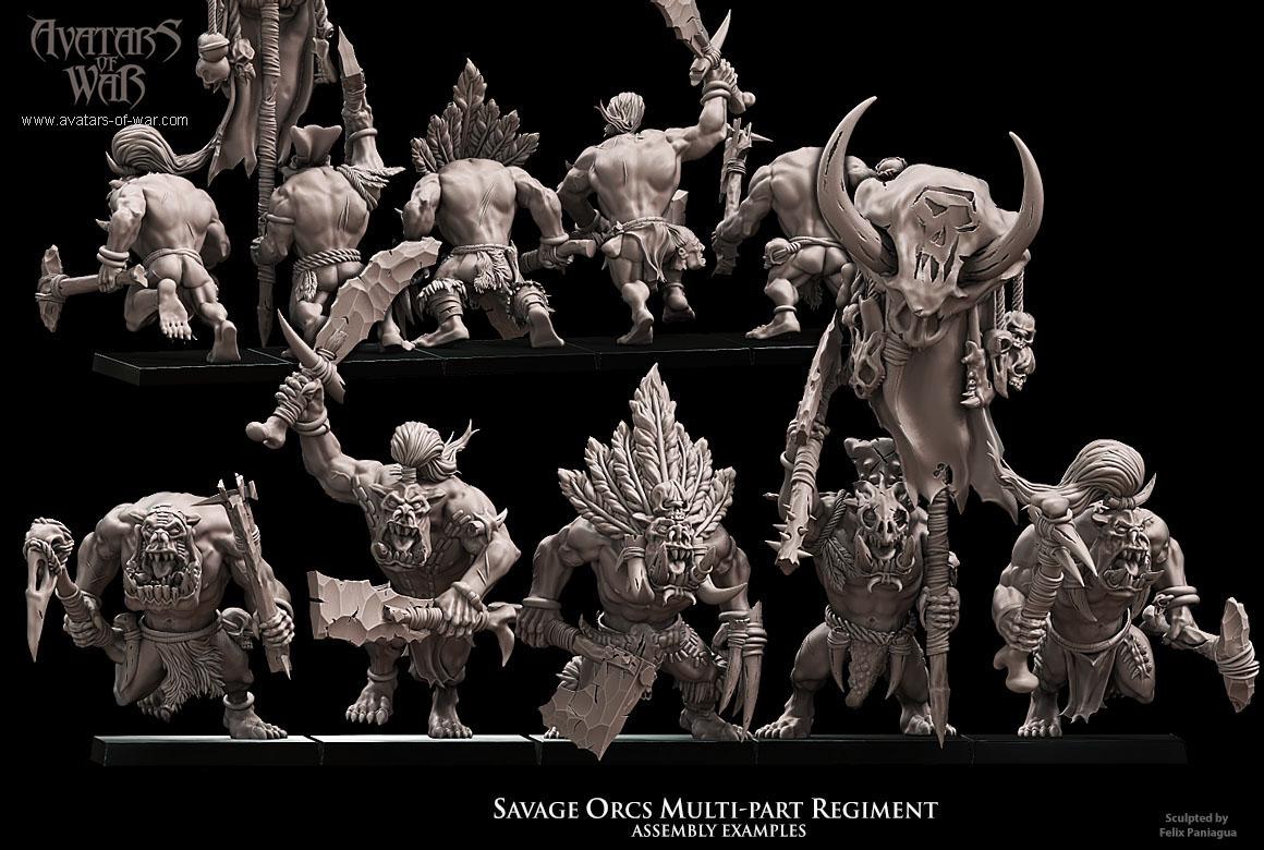 Savage Orc Warriors Unit Multipart by Avatars of War Miniatures