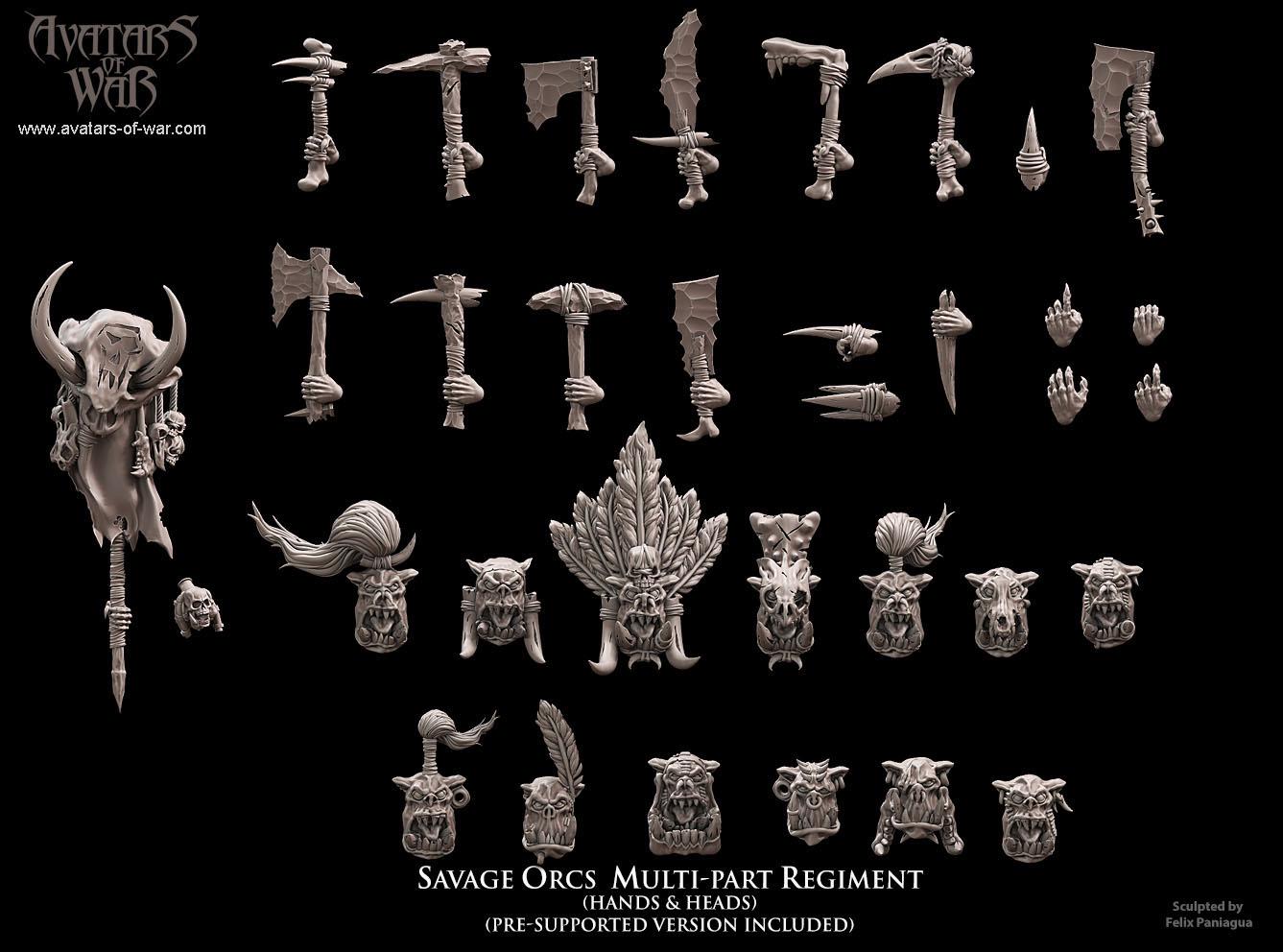Savage Orc Warriors Unit Multipart by Avatars of War Miniatures