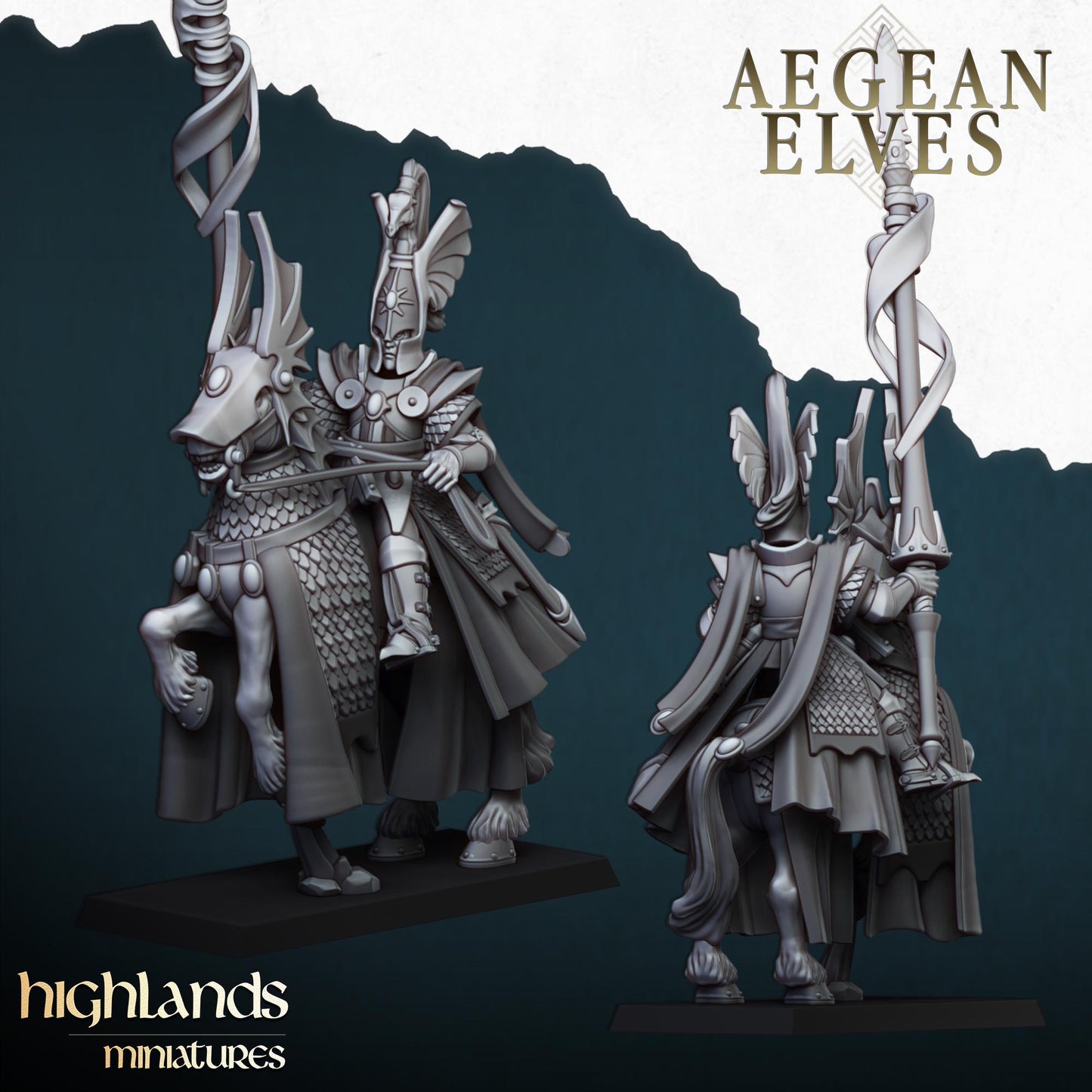 Aegean Elf Mounted Lord of Aegean Elves  by Highland Miniatures