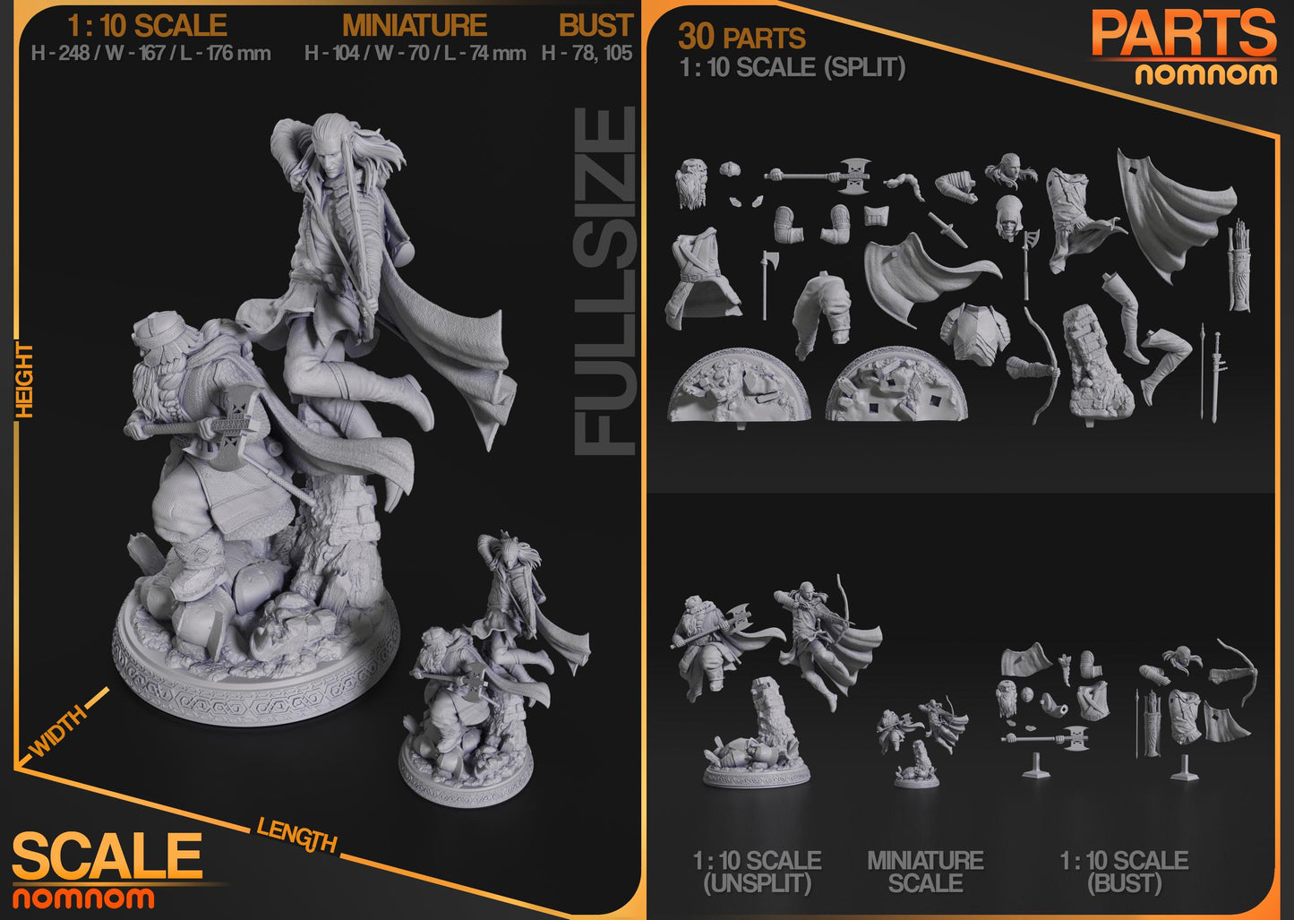 Gimli & Legolas Statue Model Kit by Nomnom Figures