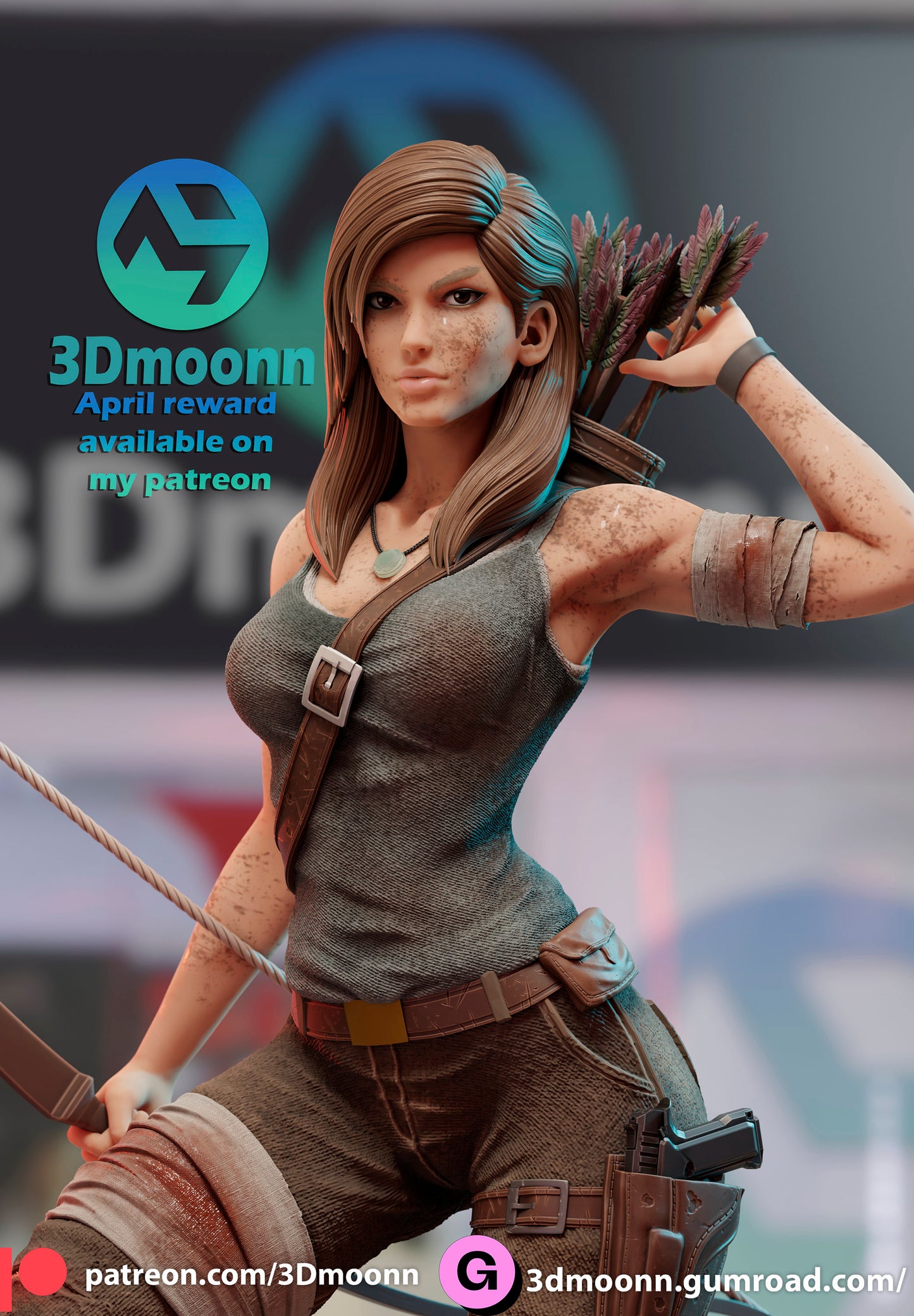 Lara Hunter Statue Model Kit by 3Dmoonn