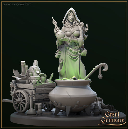 Lady Naya Potion Merchant from "Merchants of Dark Alley" by Great Grimoire Miniatures