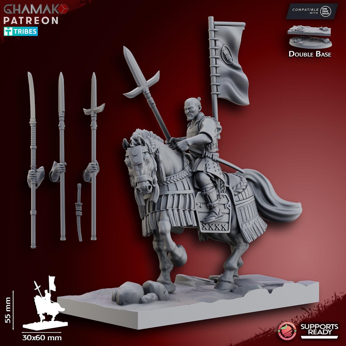 Mounted Ashigaru (Yari & Naginata) by Ghamak Miniatures
