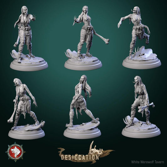 Zombie Barbarians from "Desiccation" by White Werewolf Tavern Miniatures