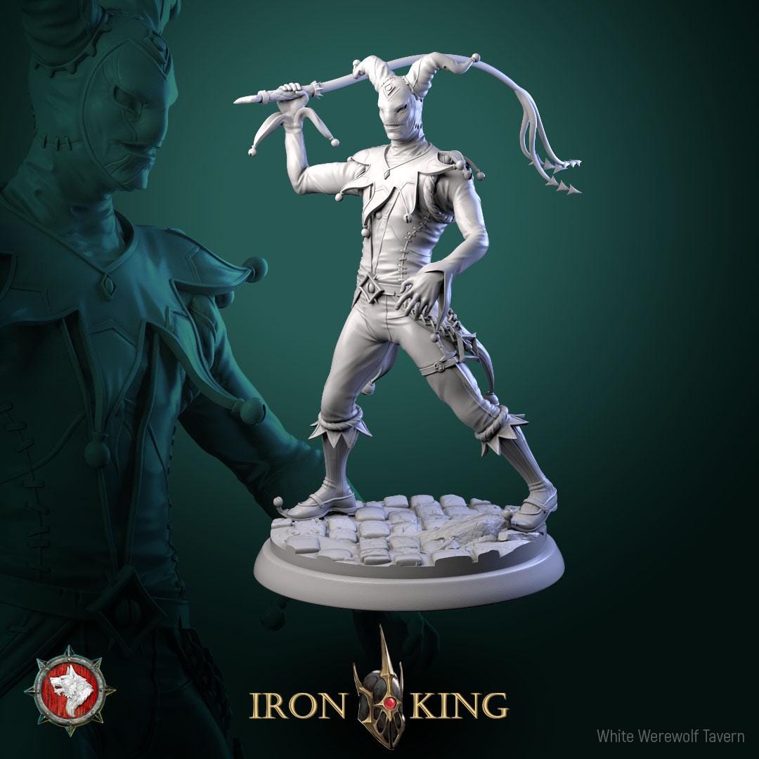 Jester killer from "Iron King" by White Werewolf Tavern Miniatures