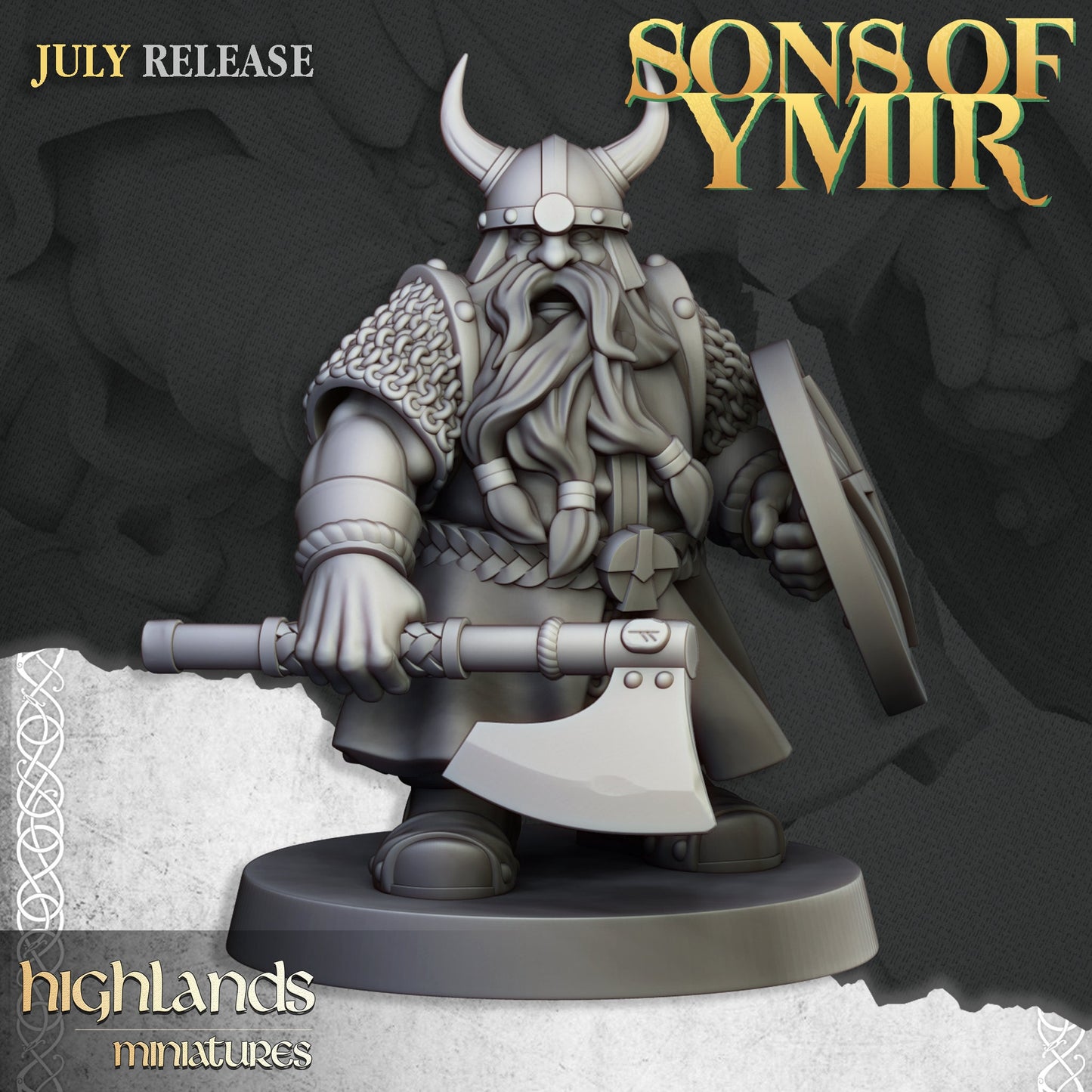 Dwarf Warriors Unit with Axe and Shield by Highland Miniatures
