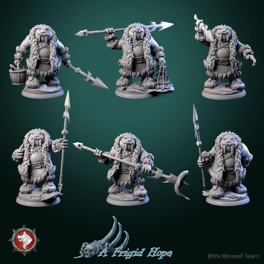 Tuskclaw Hunters from "A Frigid Hope" by White Werewolf Tavern Miniatures