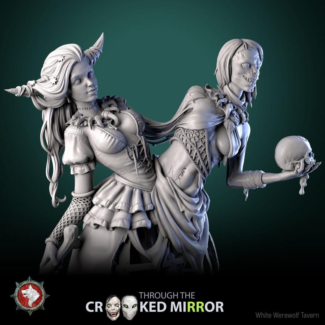 The Gorebound Twins from "Through the Crooked Mirror" by White Werewolf Tavern Miniatures