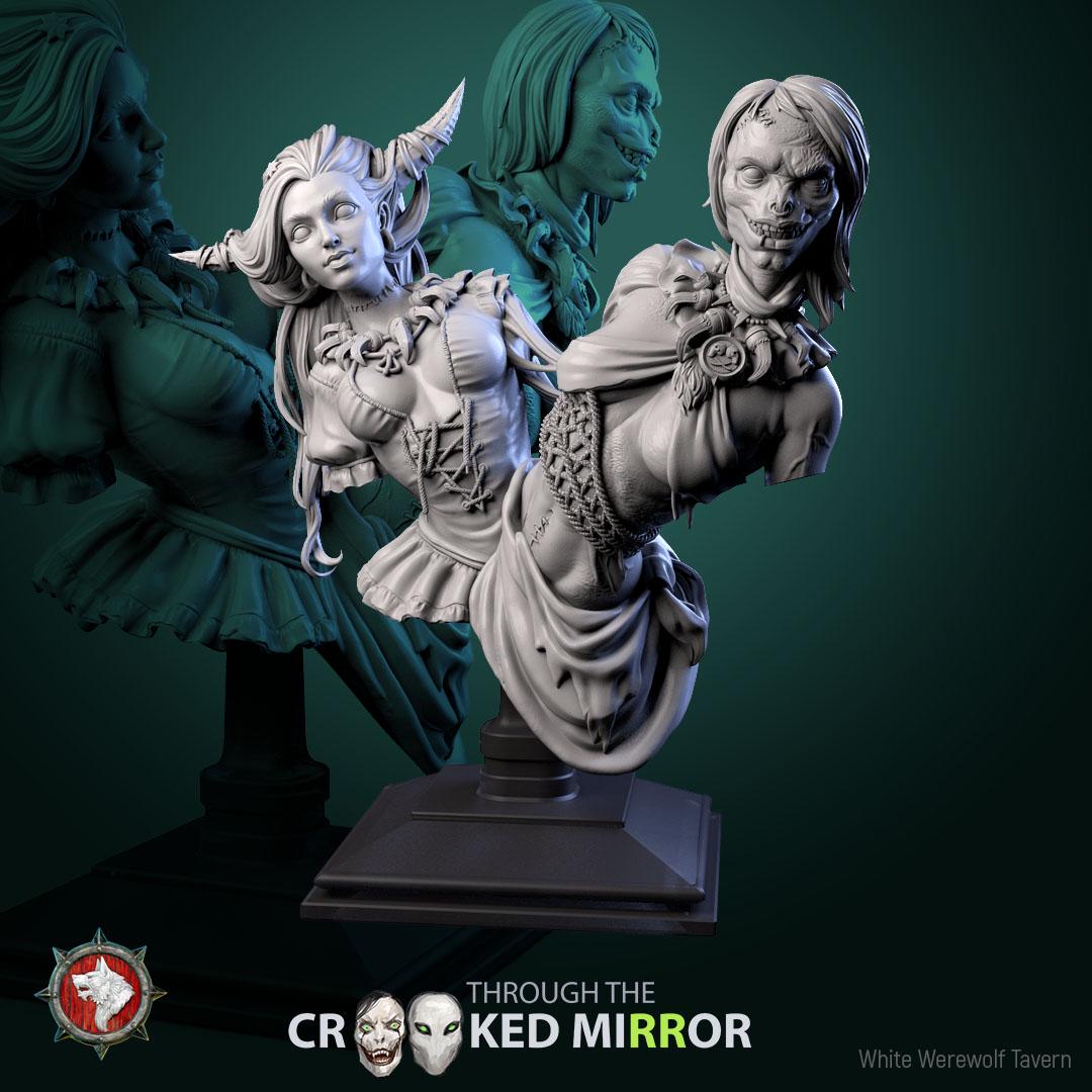 The Gorebound Twins from "Through the Crooked Mirror" by White Werewolf Tavern Miniatures
