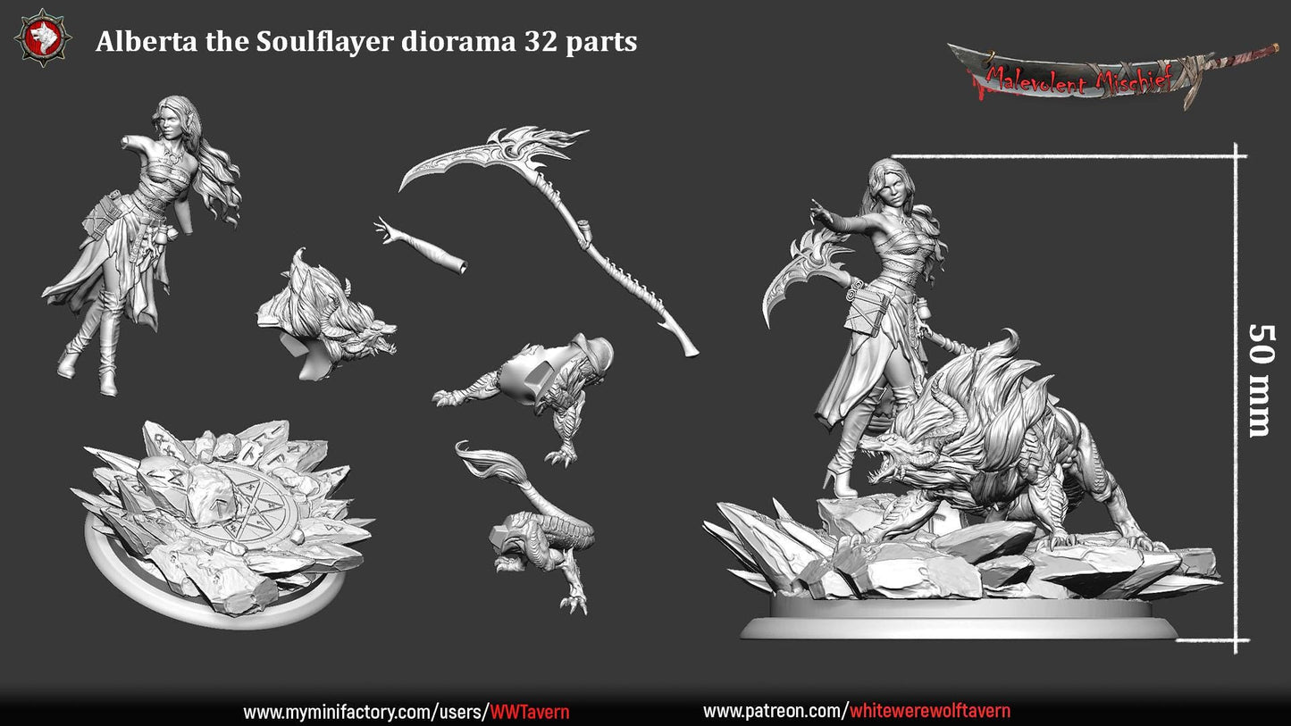 Alberta the Soulflayer from "Malevolent Mischief" by White Werewolf Tavern Miniatures