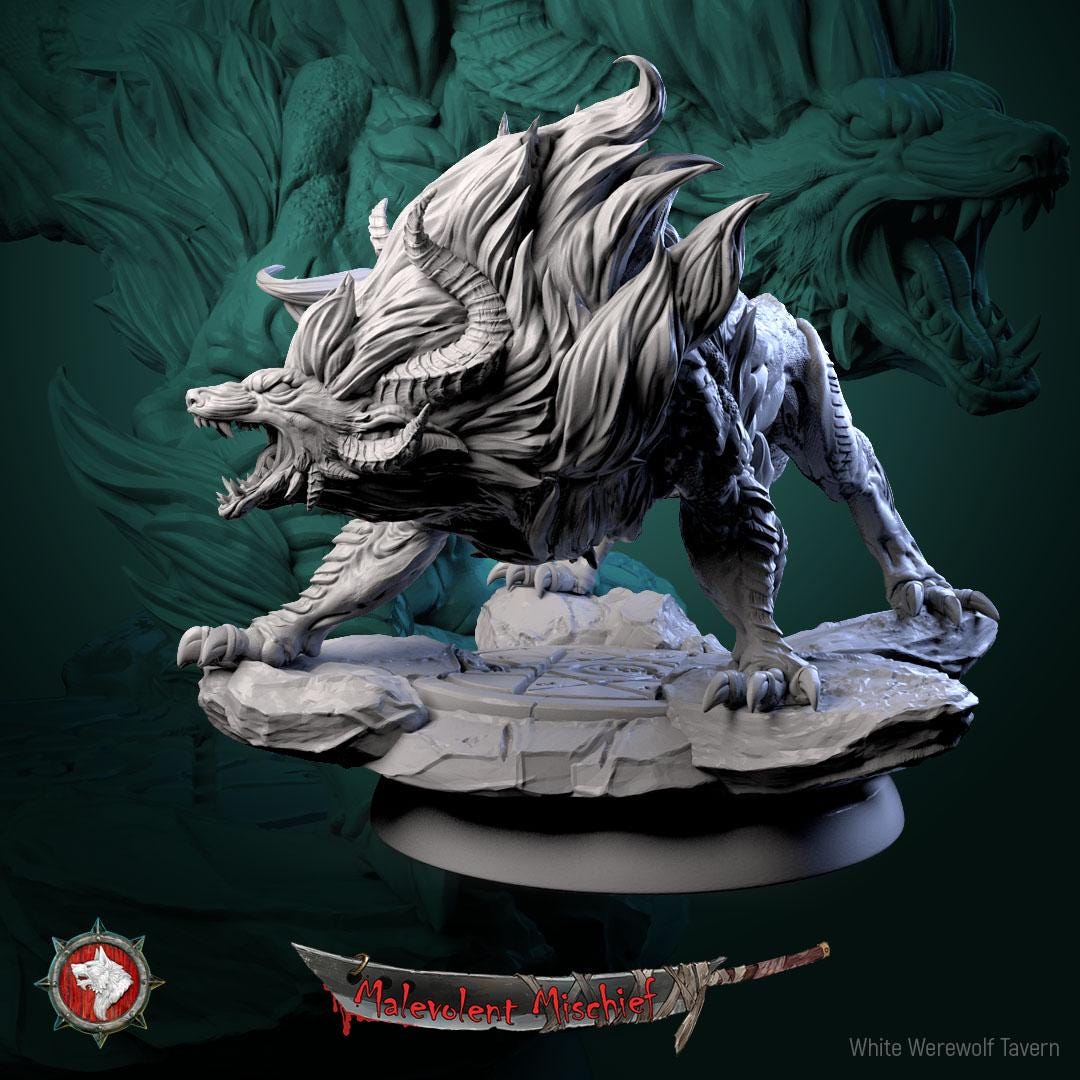 Infernal hounds from "Malevolent Mishcief" by White Werewolf Tavern Minitaures
