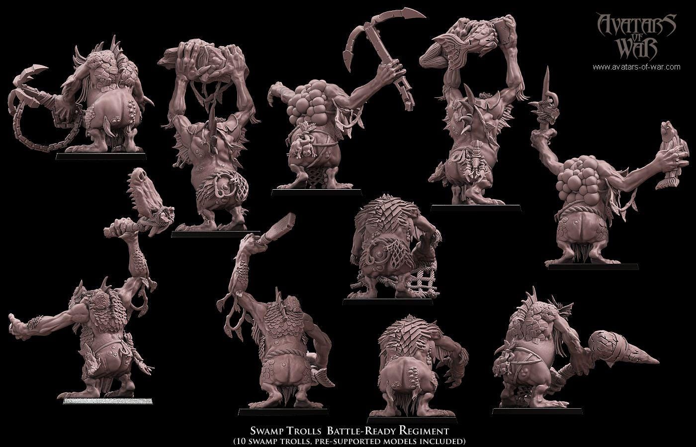Swamp Trolls Unit Battle Ready by Avatars of War Miniatures
