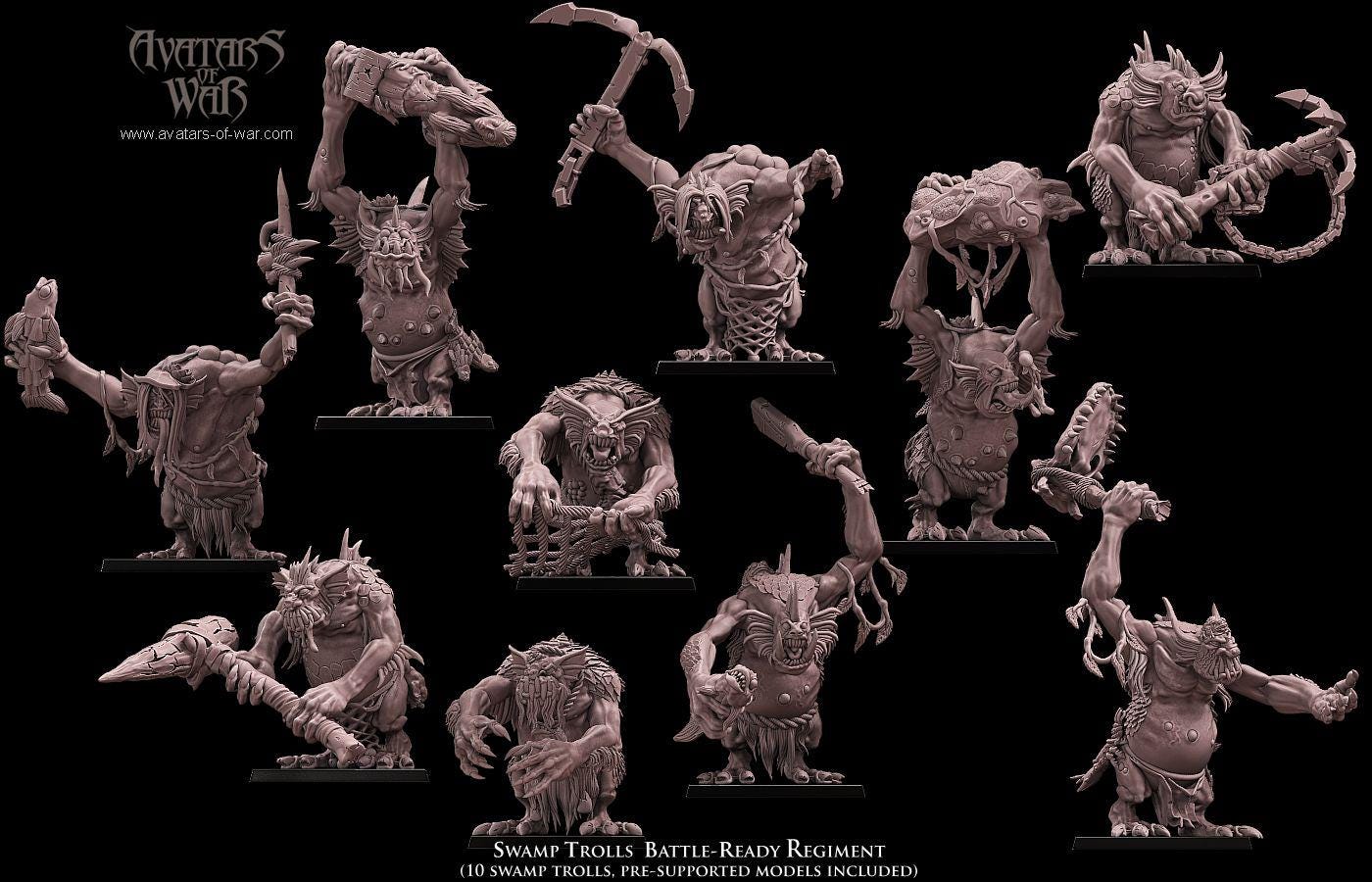 Swamp Trolls Unit Battle Ready by Avatars of War Miniatures