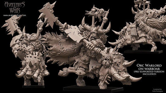 Orc Warboss on warboar (with shield or two weapons) by Avatars of War Miniatures