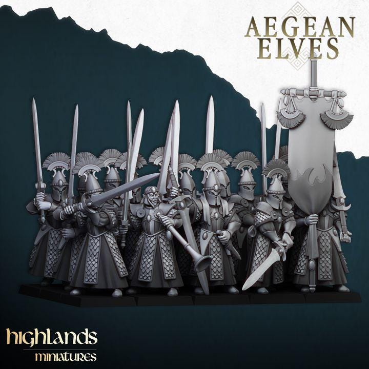 Swords of Messara Unit of Aegean Elves  by Highland Miniatures