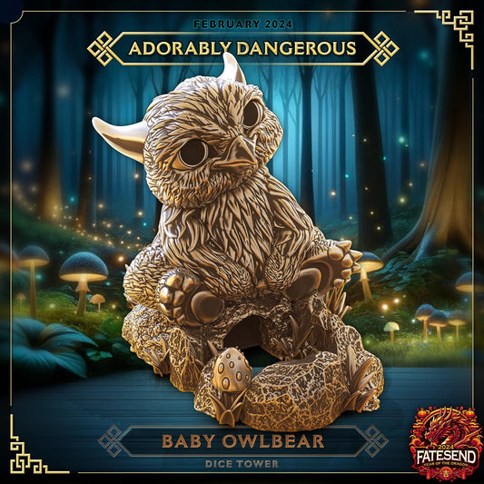 Baby Owl Bear 3D Printed Dice Tower by FatesEnd