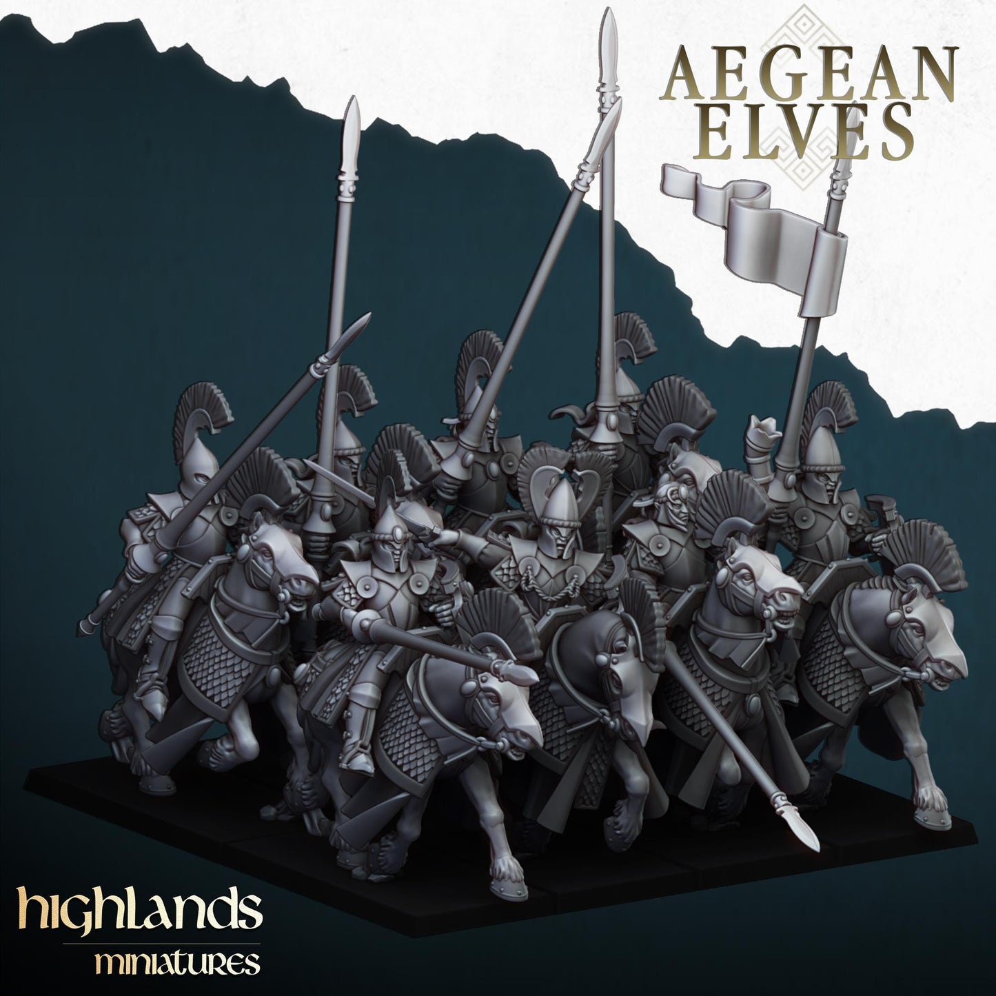 Lancer Knight Unit of Aegean Elves  by Highland Miniatures