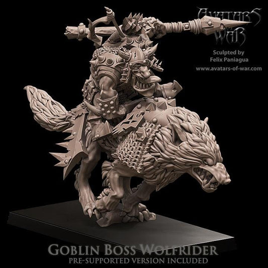 Goblin Boss Wolfrider on Wolf by Avatars of War Miniatures