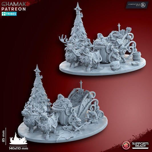 Santa Dwarf and his little helpers Mini Diorama by Ghamak Miniatures