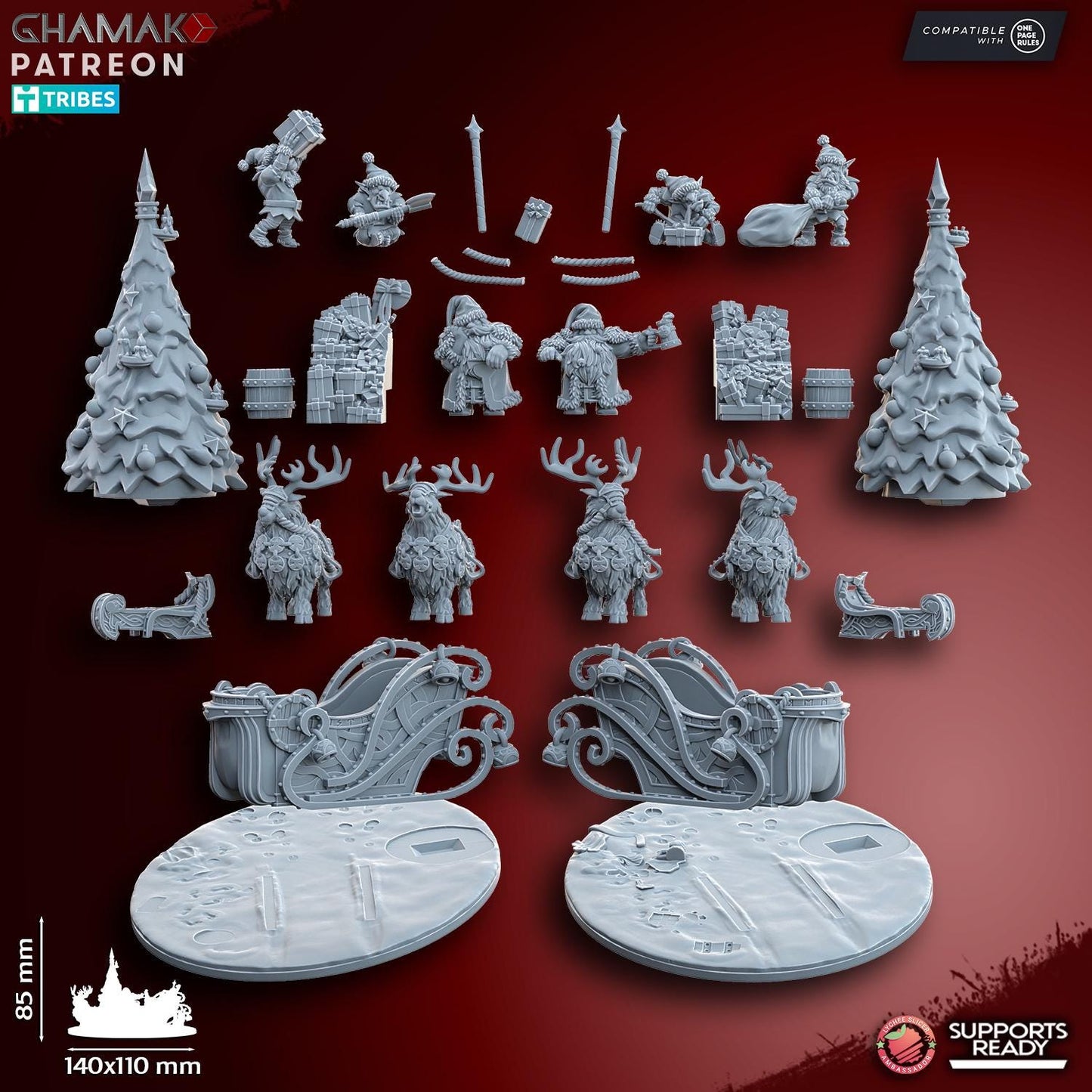 Santa Dwarf and his little helpers Mini Diorama by Ghamak Miniatures